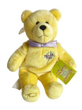 Vtg Holy Bears Appreciation Thank You Bear Plush Yellow Teddy With Tags